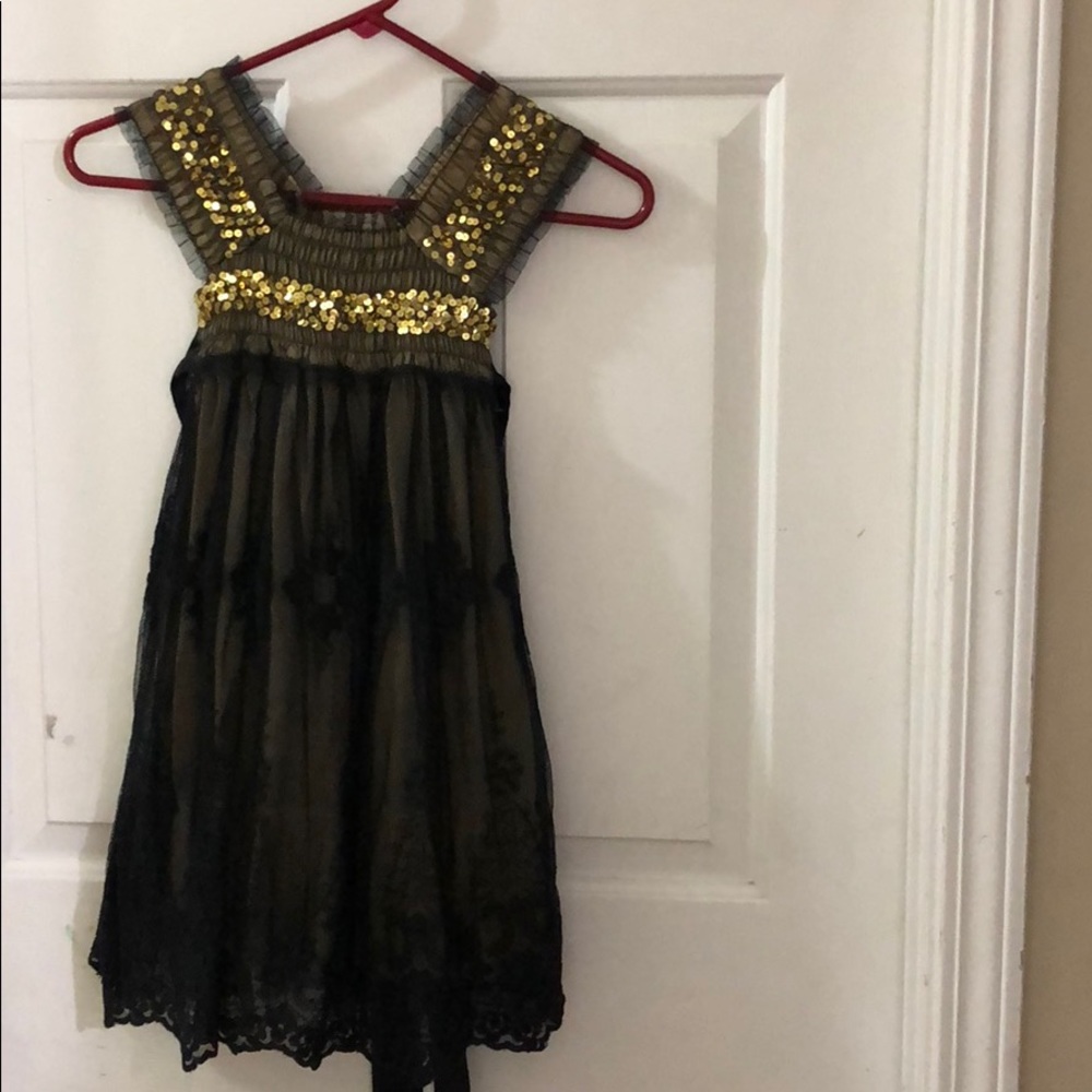 Black and Gold Lace Luna Luna Dress Size 2